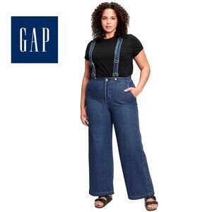 GAP ~ Blue Wide-Leg Suspender Jeans ~ 34/18R ~ Excellent!